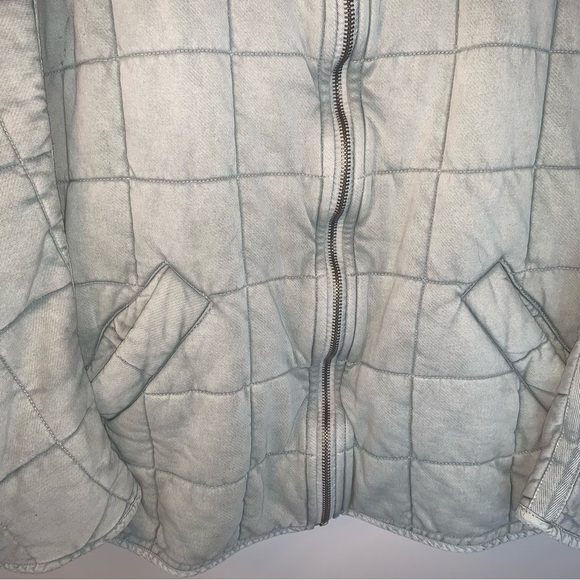 Free People Quilted Dolman Jacket Mineral Sea L - Picture 10 of 10